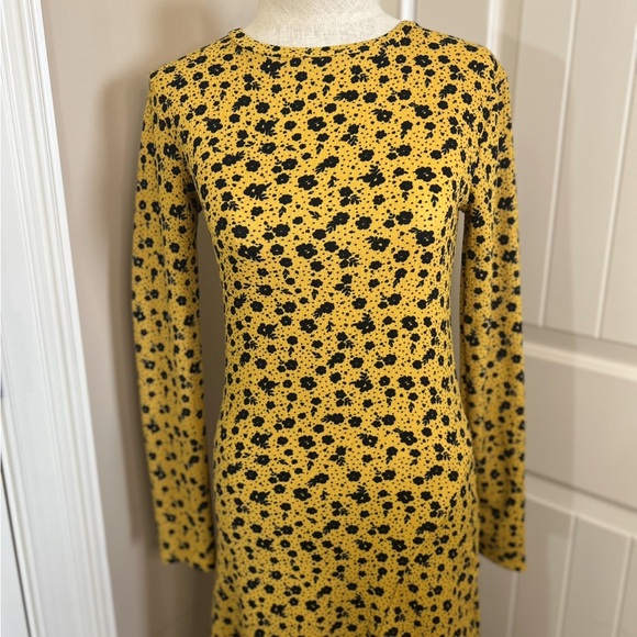 Divided Yellow/ Black Floral Long Sleeve Maxi Dress. Size Small. - Picture 2 of 10